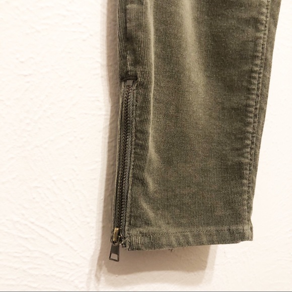 Loft Olive Corduroy Skinny Zipper Ankle Pants - 27 - Picture 2 of 8